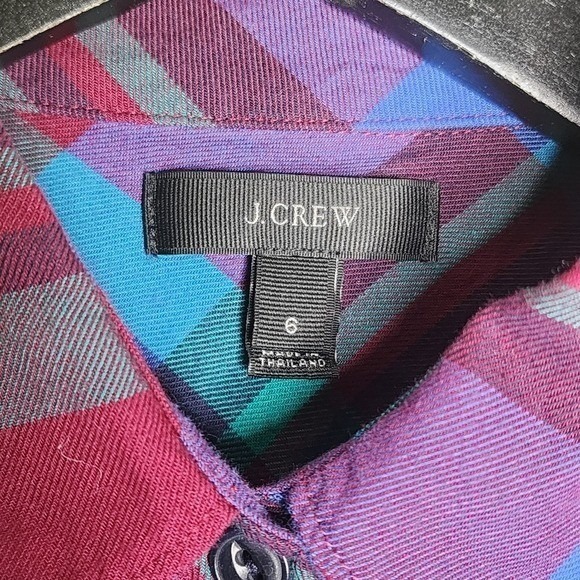 J Crew Plaid Long Sleeve Button Up Shirt Pockets Multi Preppy Classic 6 - Picture 4 of 4